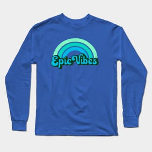 Epic Vibes - Retro Rainbow in Blue Long Sleeve T-Shirt